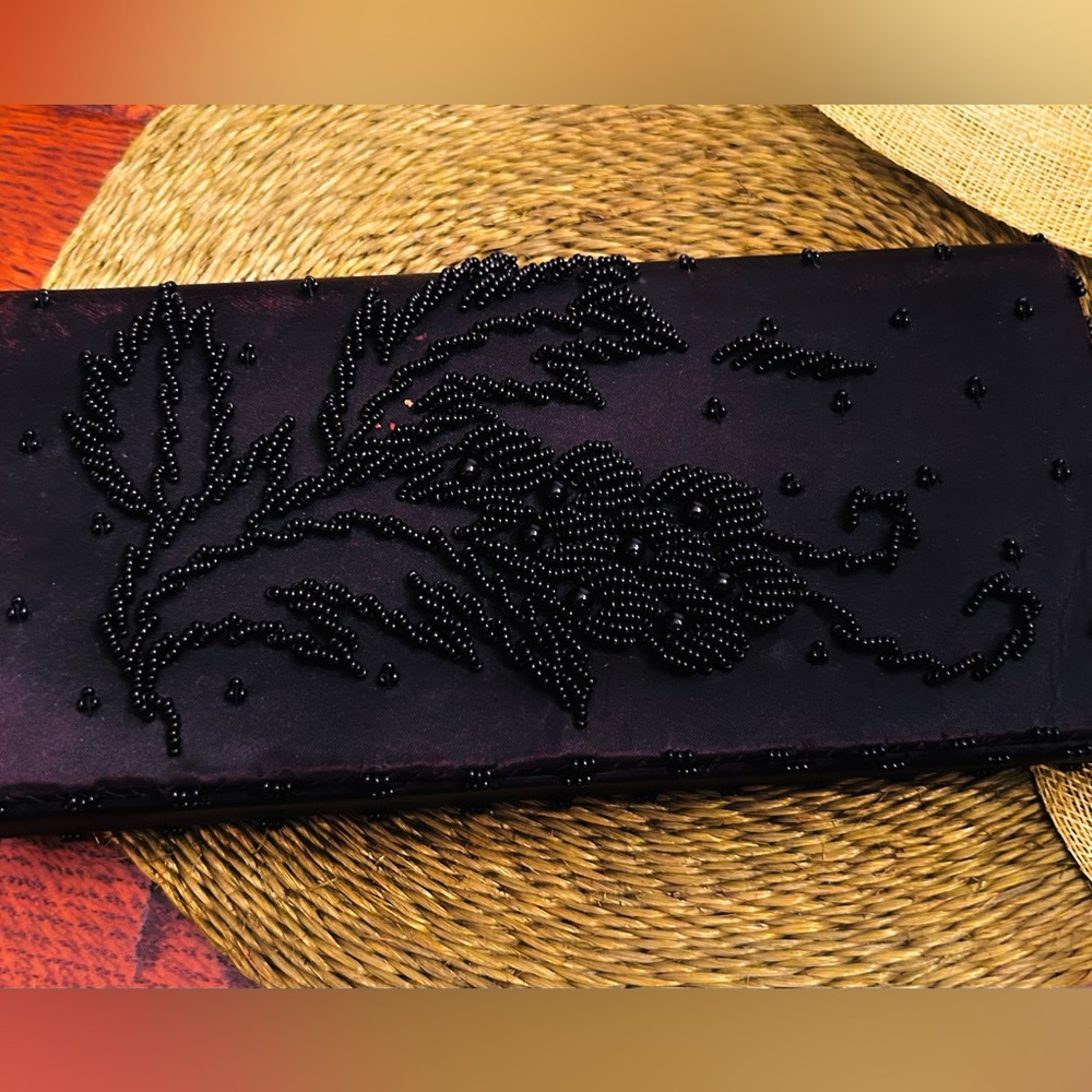 Vintage Sharonee Hand Beaded Hardbody clutch w/ removable Hand strap